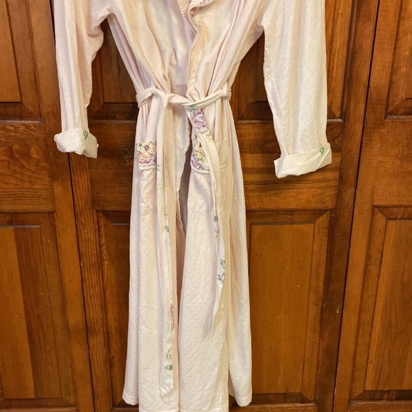 Laurel Rose Pink W/Floral Longline Robe Size Large Preowned - Picture 7 of 12